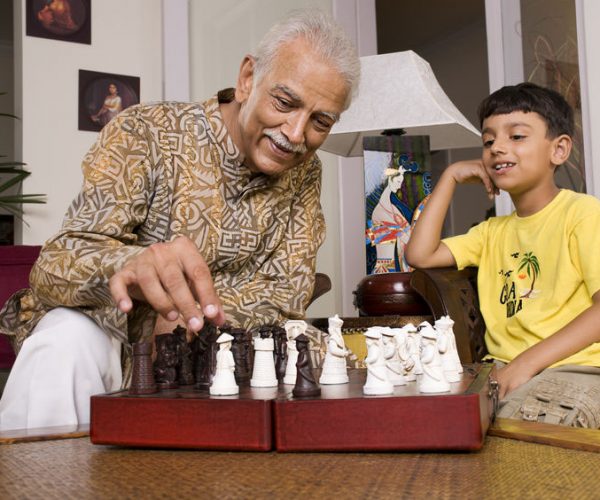 grandfather playing chess